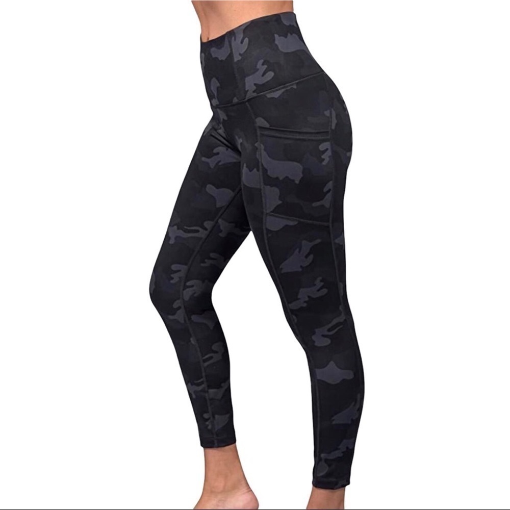 Yogalicious Lux High Waist Squat Proof Camo Leggings Size Small Side Pockets